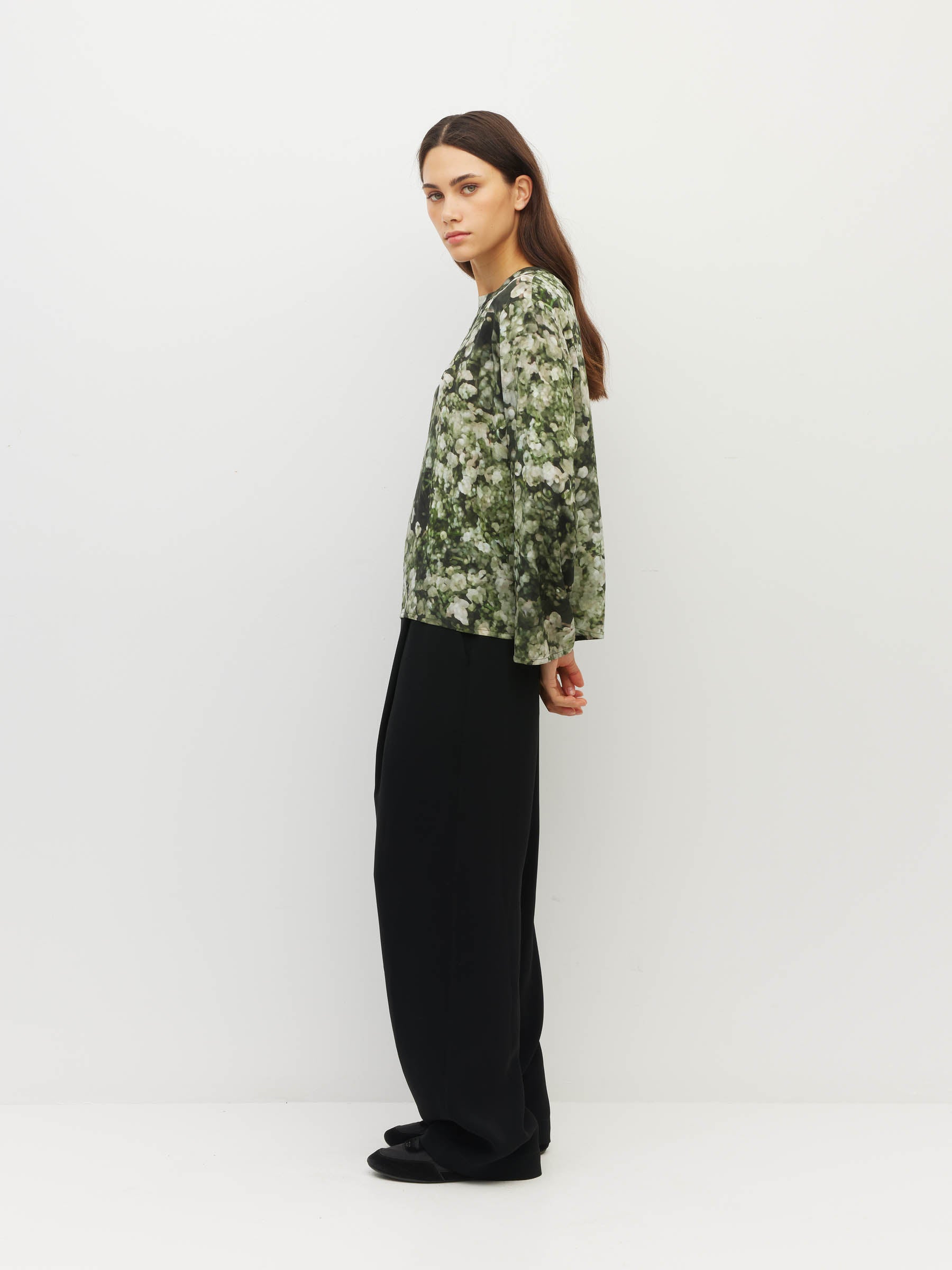 L/S Fancy T (Gypsy Flora Crepe) Seagrass