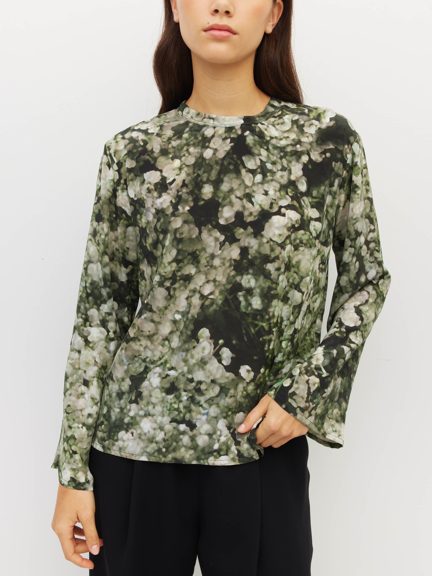 L/S Fancy T (Gypsy Flora Crepe) Seagrass