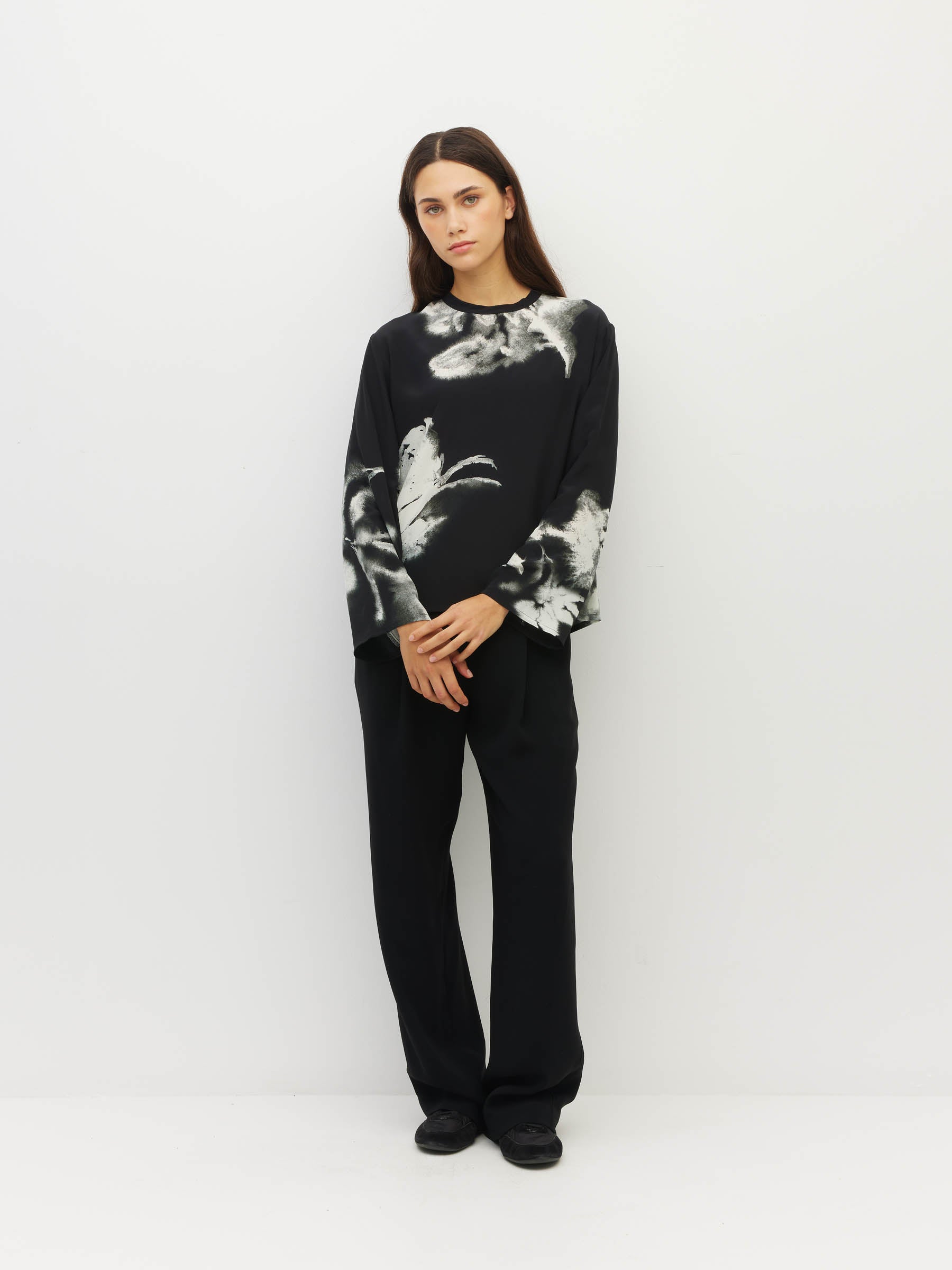 L/S Fancy T (Inkflower Silk CDC) Carbon