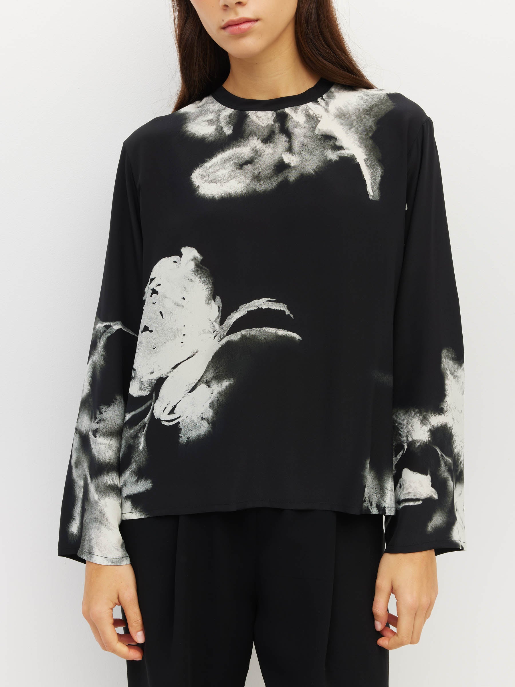 L/S Fancy T (Inkflower Silk CDC) Carbon