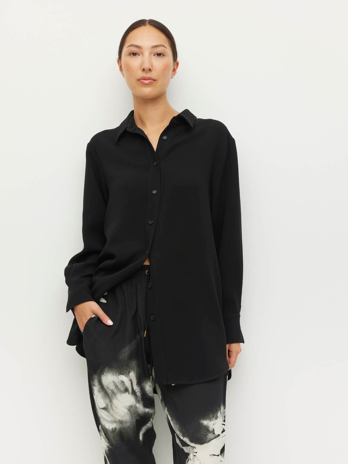 Leonard Pant (Inkflower Silk CDC) Carbon