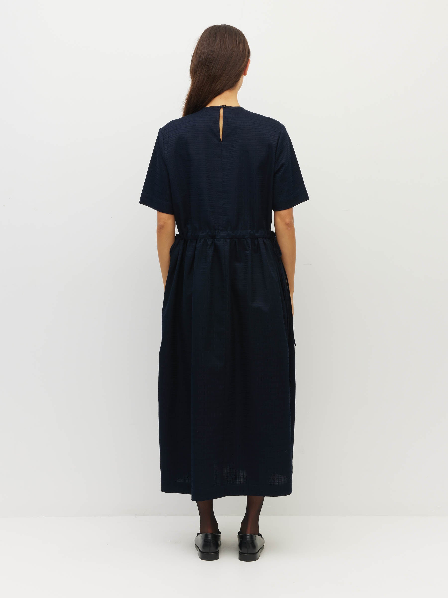 Dima Tunic (Textured Cotton) Navy Linear