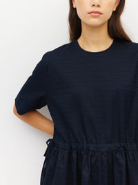 Dima Tunic (Textured Cotton) Navy Linear