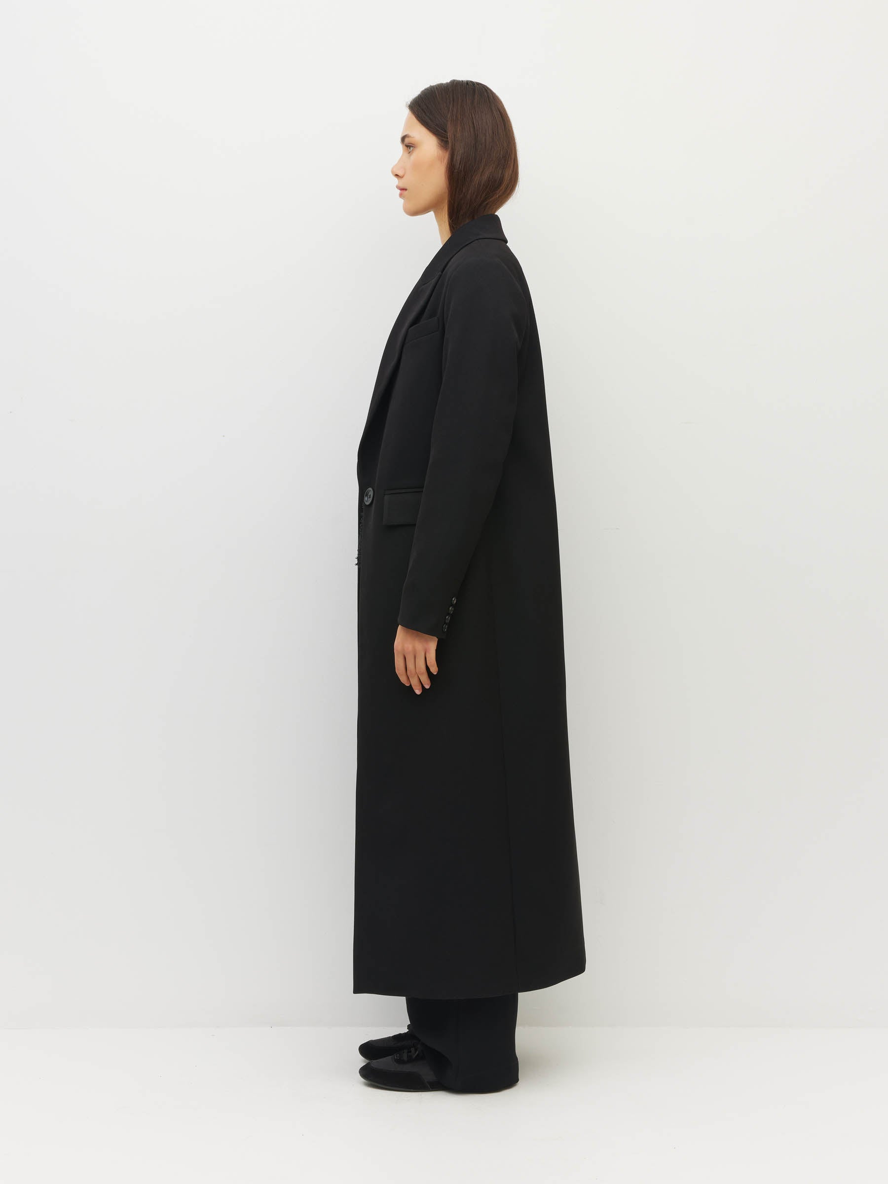 Mantelina Coat (Tech Twill Suiting) Black