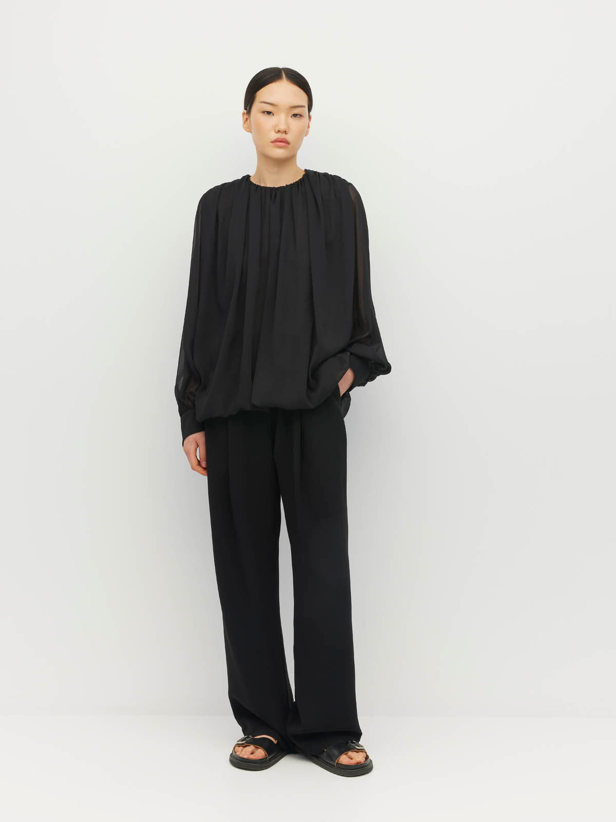 Indra Blouse (Georgette Yoryu) Black