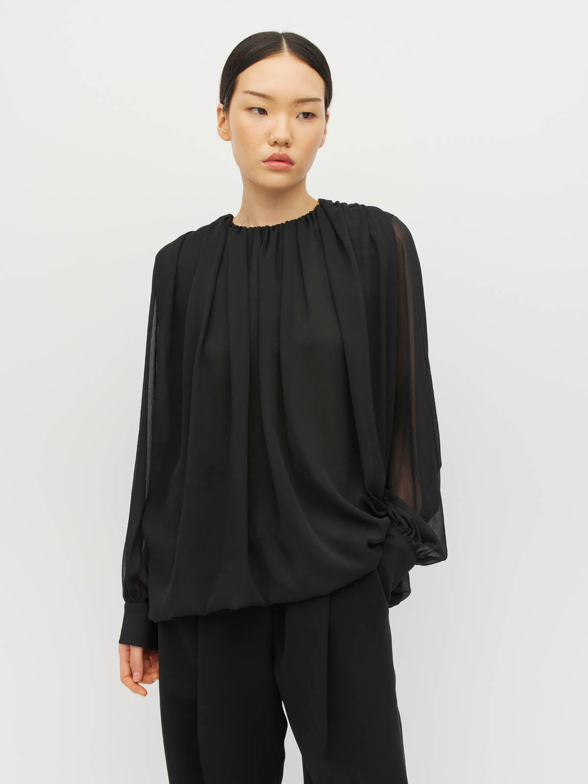 Indra Blouse (Georgette Yoryu) Black