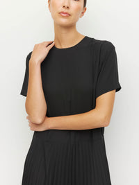 Bettina Dress (Matte Pleat) Black