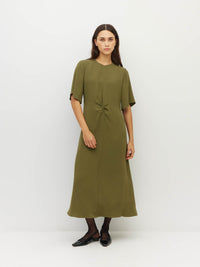 Twist Dress (Satin Crepe) Sicilian Olive