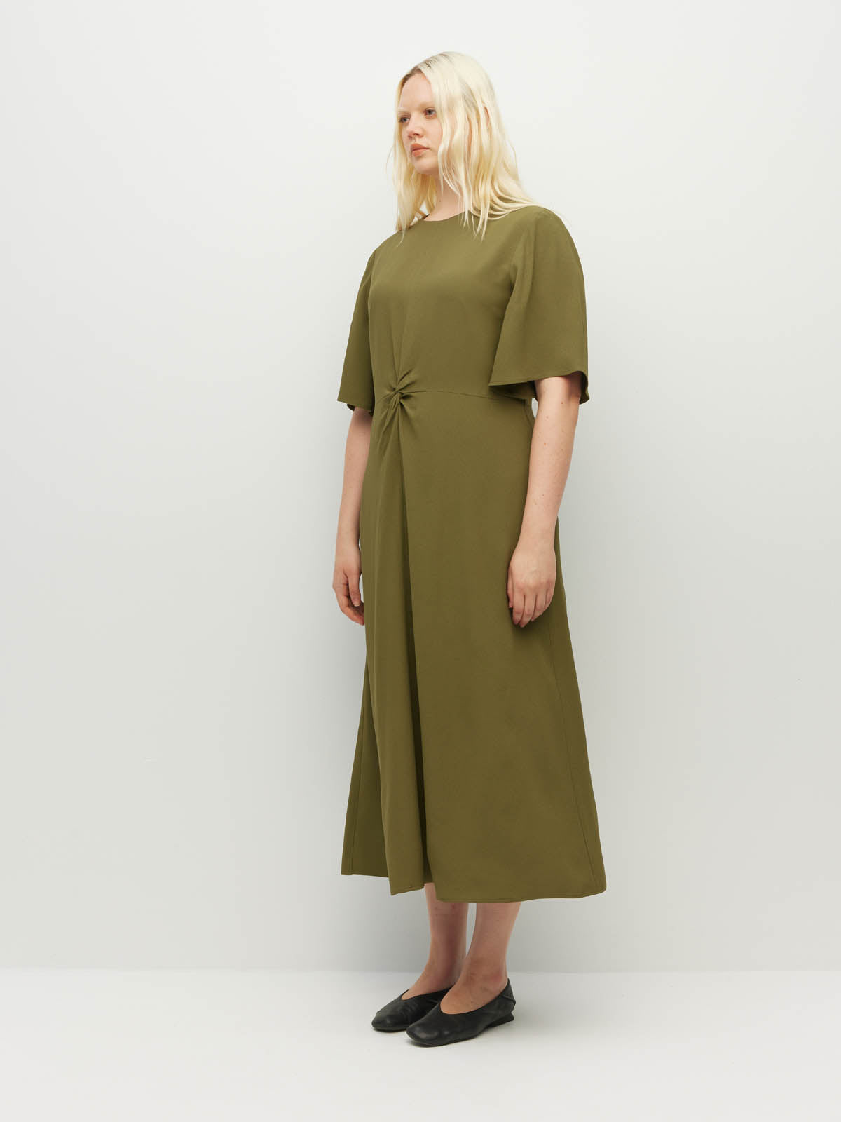 Twist Dress (Satin Crepe) Sicilian Olive