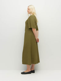 Twist Dress (Satin Crepe) Sicilian Olive