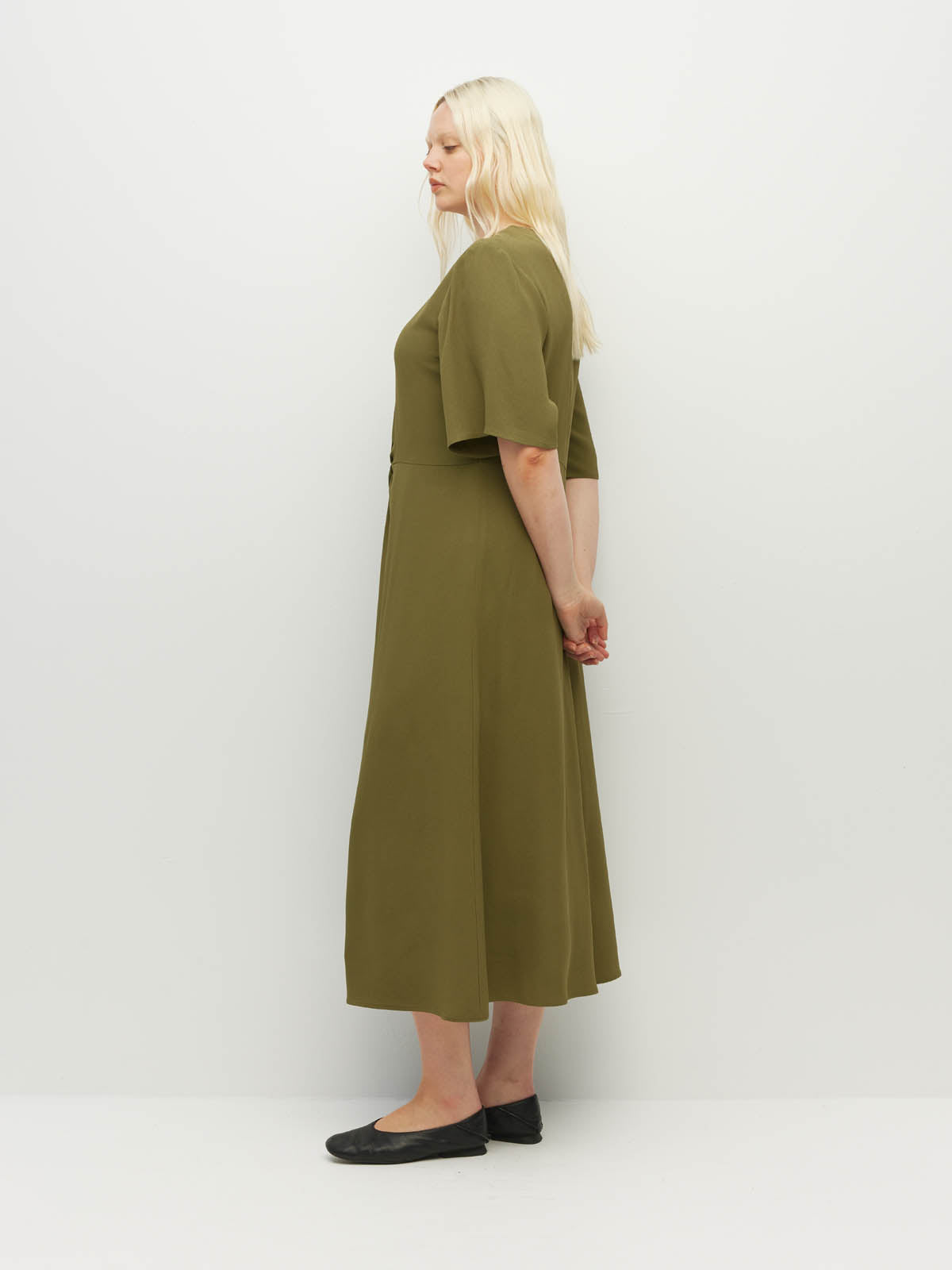 Twist Dress (Satin Crepe) Sicilian Olive