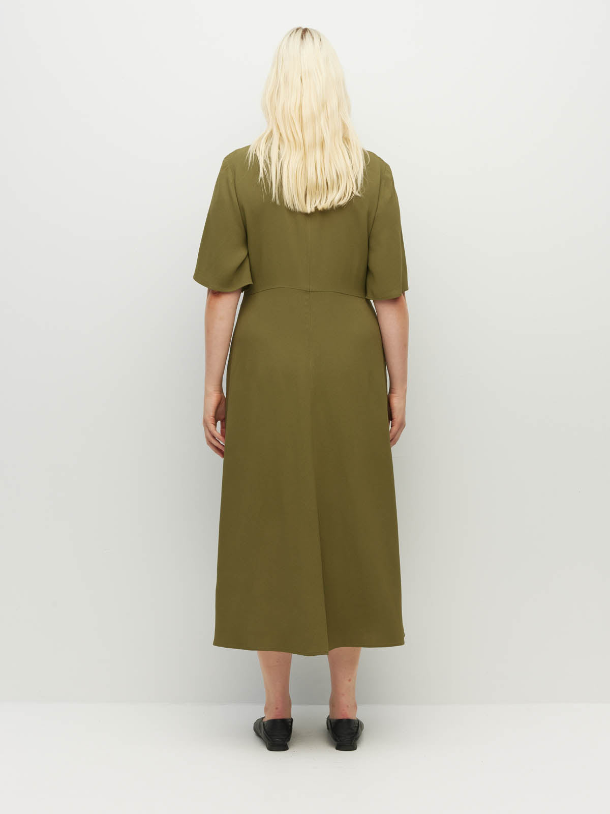 Twist Dress (Satin Crepe) Sicilian Olive