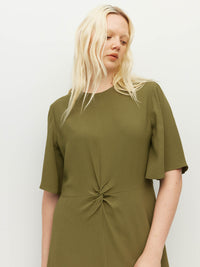 Twist Dress (Satin Crepe) Sicilian Olive