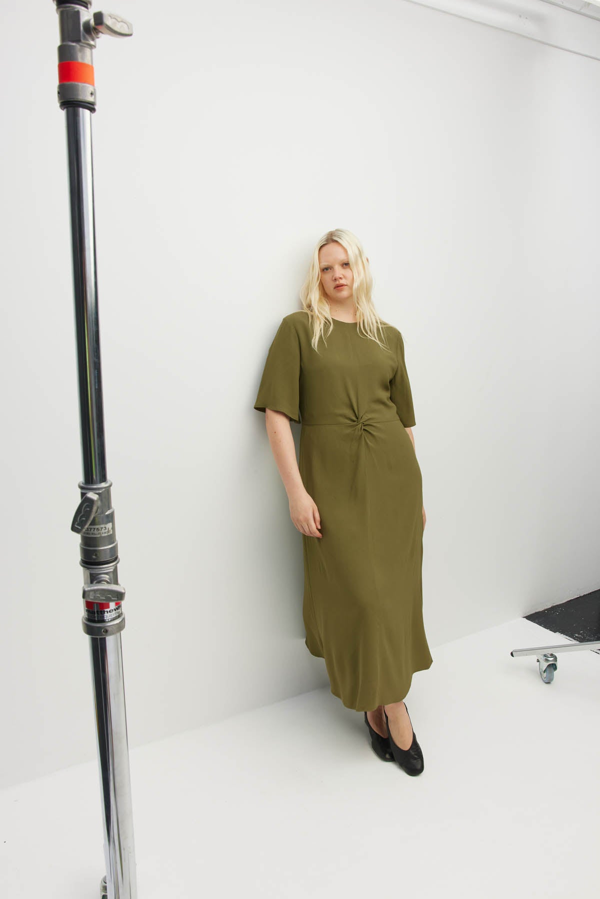 Twist Dress (Satin Crepe) Sicilian Olive