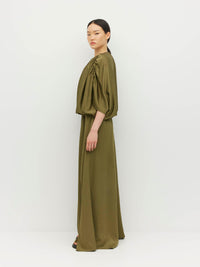 Una Dress (Satin Crepe) Sicilian Olive