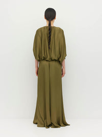 Una Dress (Satin Crepe) Sicilian Olive