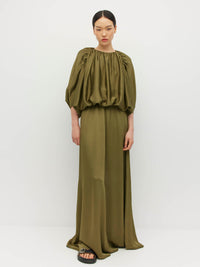 Una Dress (Satin Crepe) Sicilian Olive