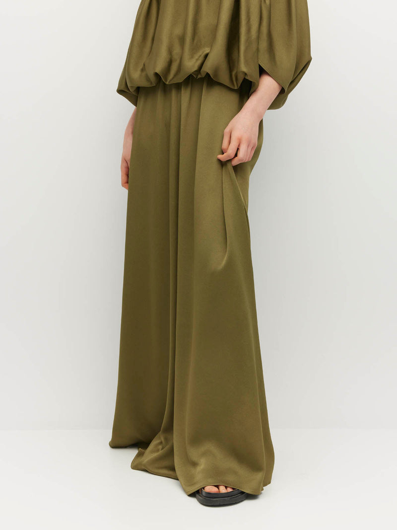 Una Dress (Satin Crepe) Sicilian Olive  Juliette Hogan