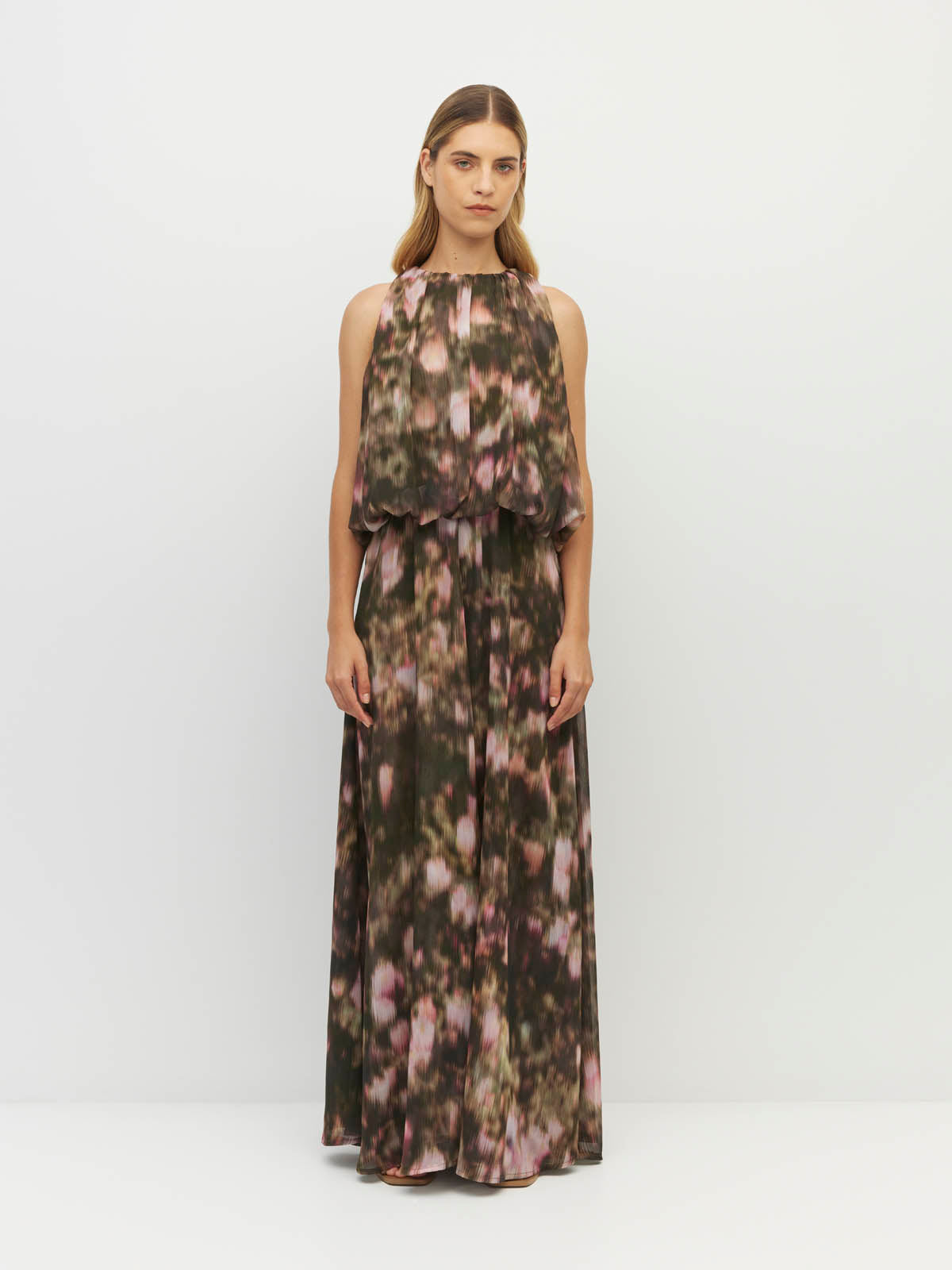 Aria Dress (Blush Petals Crush) Soft Camelia