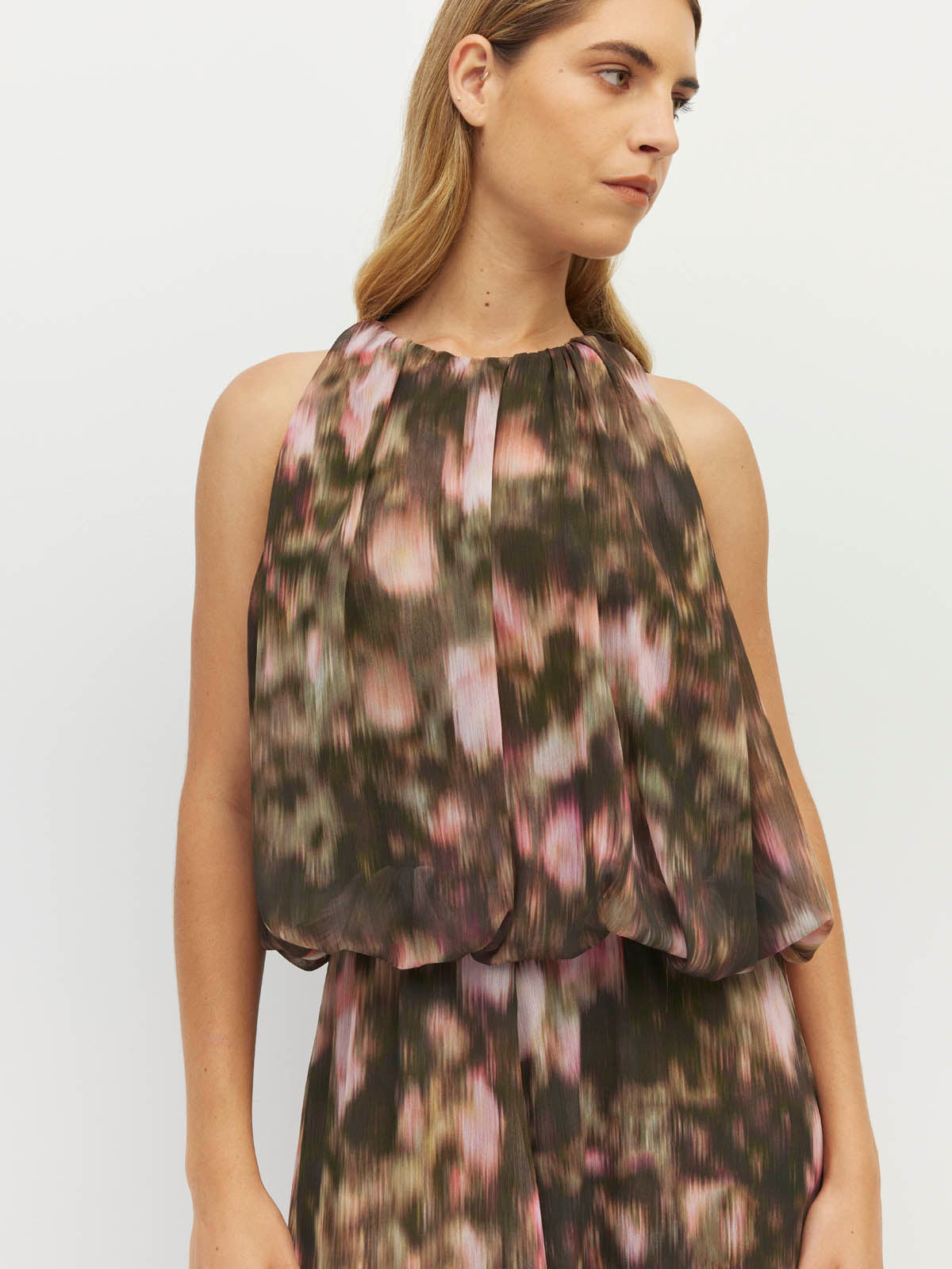 Aria Dress (Blush Petals Crush) Soft Camelia