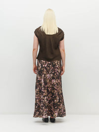 Juliette Hogan Arielle Skirt (Blush Petals Silk CDC) Soft Camelia - simple bias-cut silk skirt in an abstract floral print with elasticated waist.