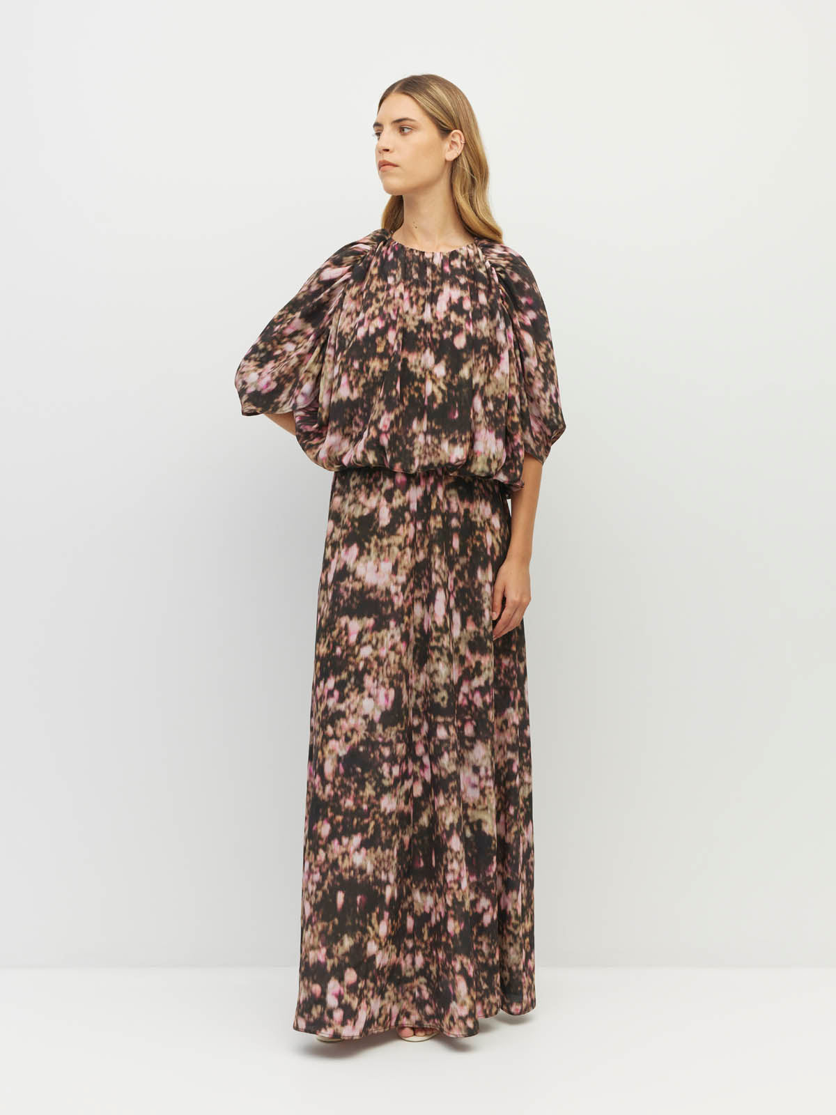Una Dress (Blush Petals Silk CDC) Soft Camelia
