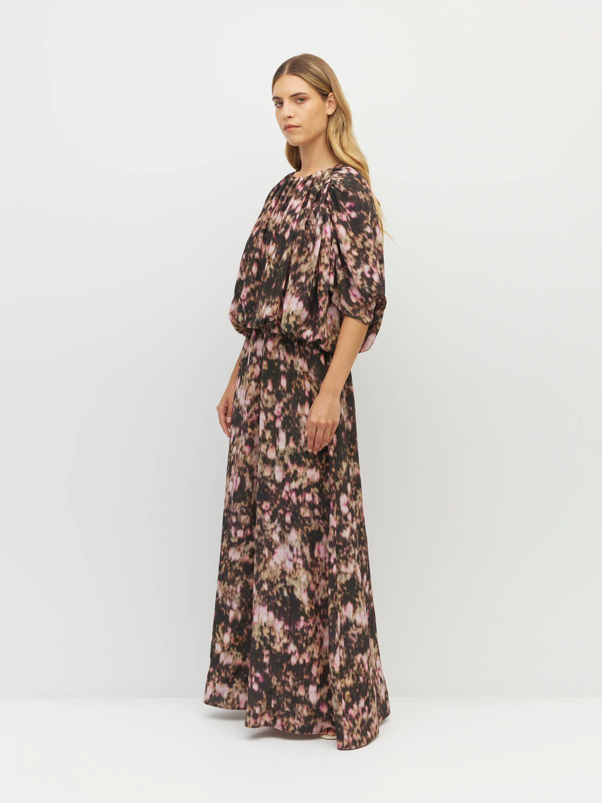 Una Dress (Blush Petals Silk CDC) Soft Camelia