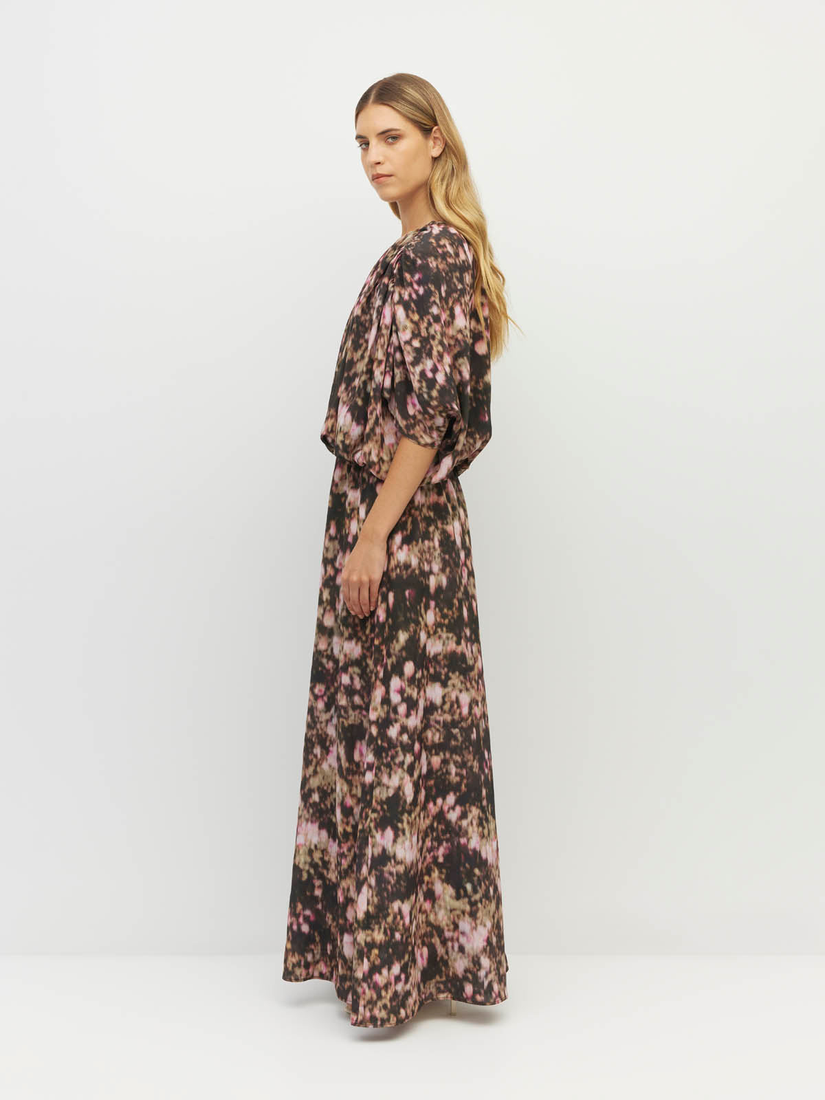 Una Dress (Blush Petals Silk CDC) Soft Camelia