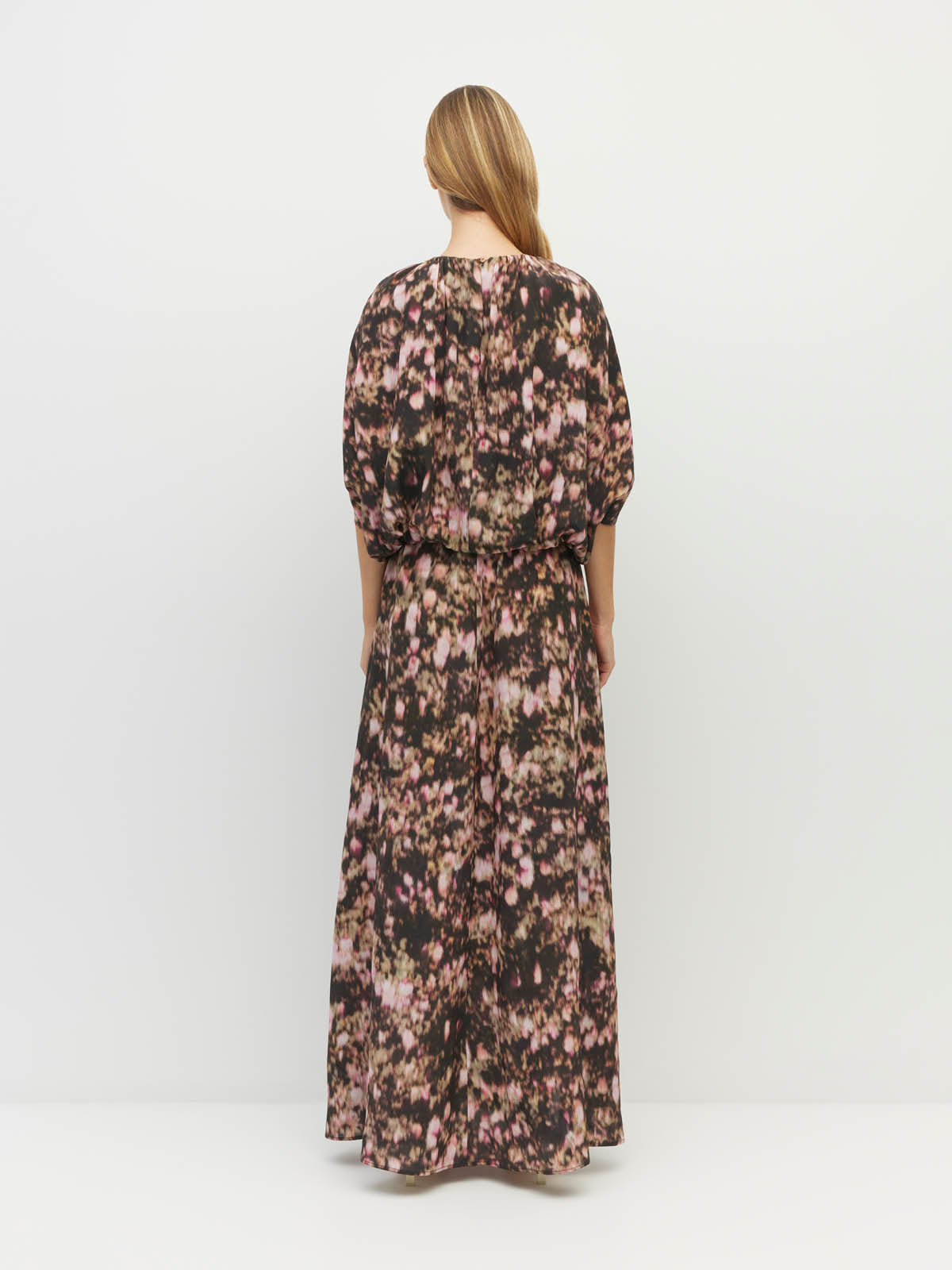 Una Dress (Blush Petals Silk CDC) Soft Camelia