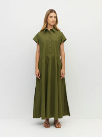 Lenni Dress (Crushed Cotton) Moss