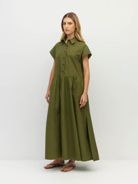 Lenni Dress (Crushed Cotton) Moss