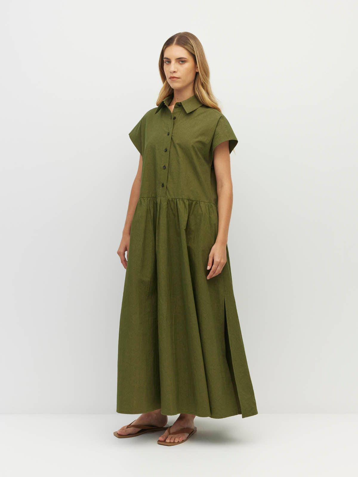 Lenni Dress (Crushed Cotton) Moss