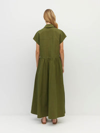 Lenni Dress (Crushed Cotton) Moss