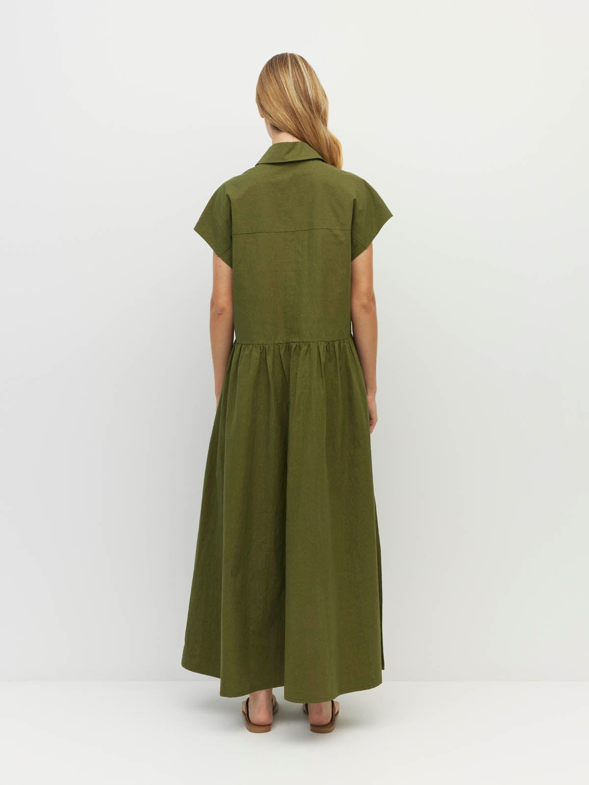 Lenni Dress (Crushed Cotton) Moss