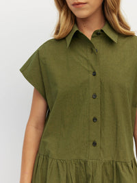 Lenni Dress (Crushed Cotton) Moss