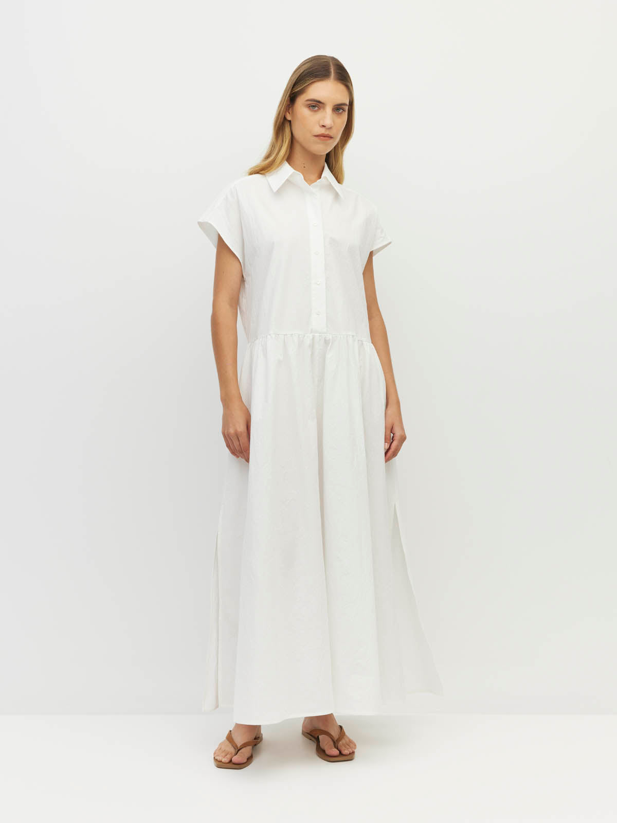 Lenni Dress (Crushed Cotton) White