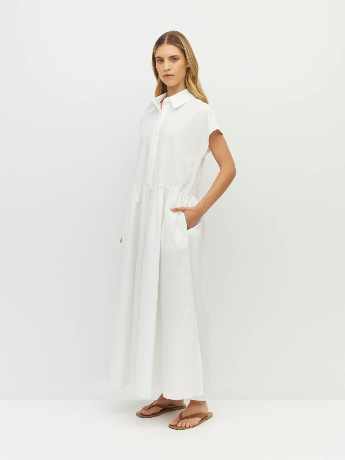 Lenni Dress (Crushed Cotton) White