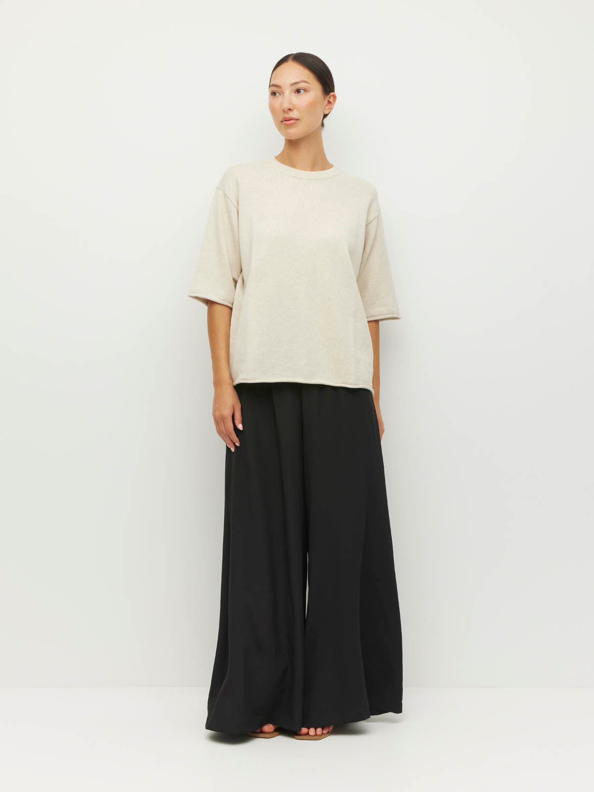 Rolled Hem T (Cotton Knit) Toast Marle