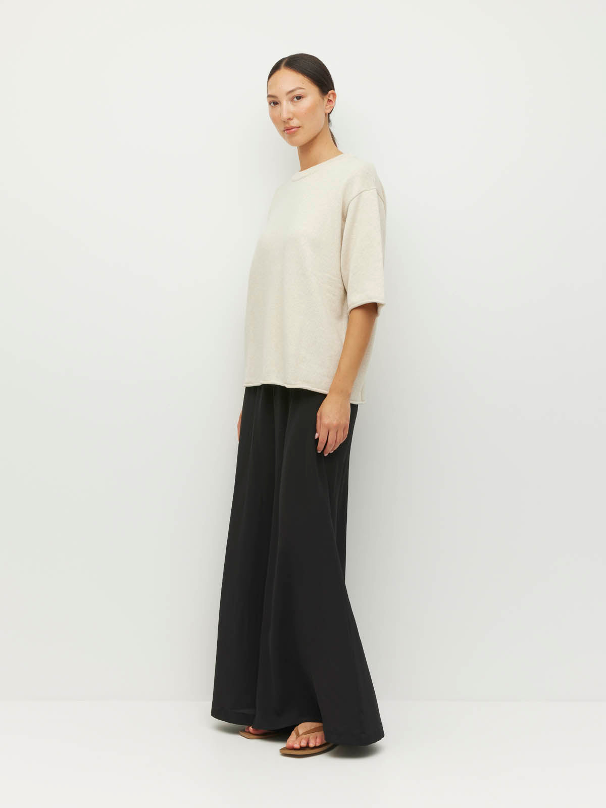 Rolled Hem T (Cotton Knit) Toast Marle
