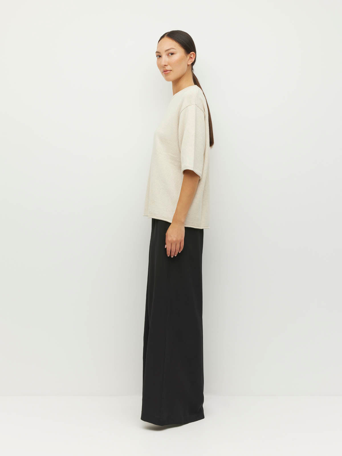Rolled Hem T (Cotton Knit) Toast Marle