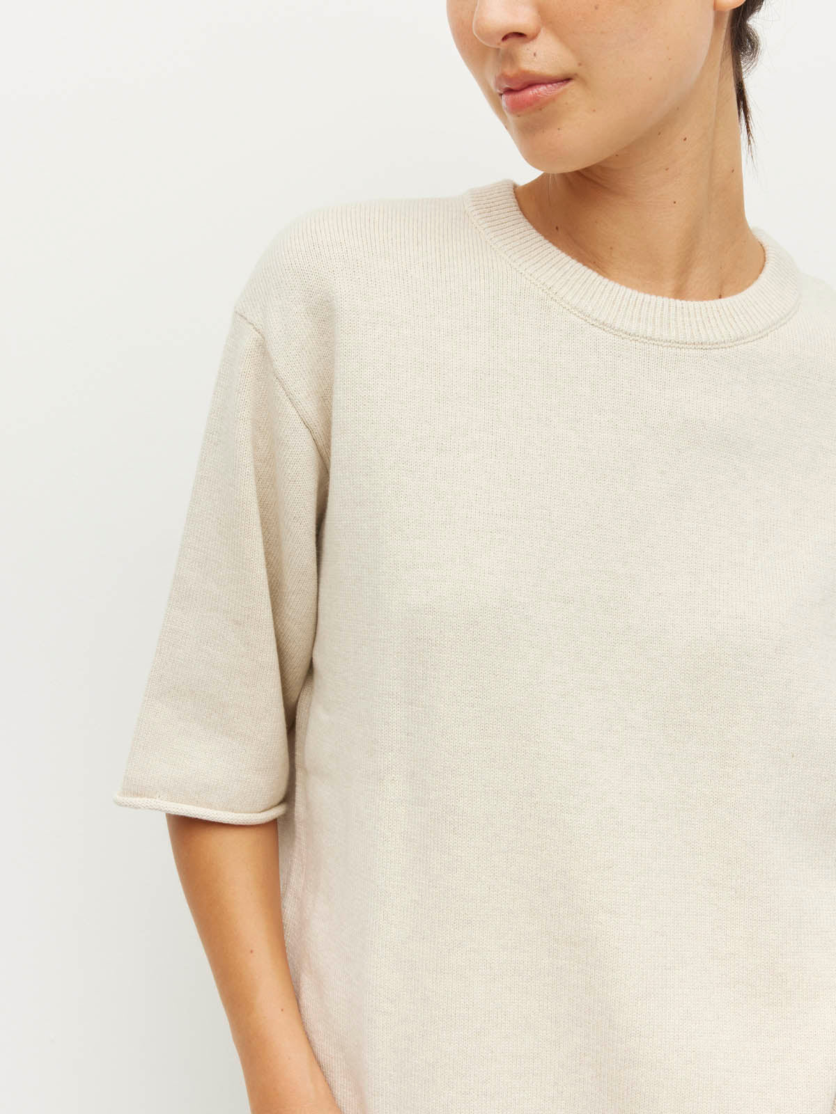 Rolled Hem T (Cotton Knit) Toast Marle