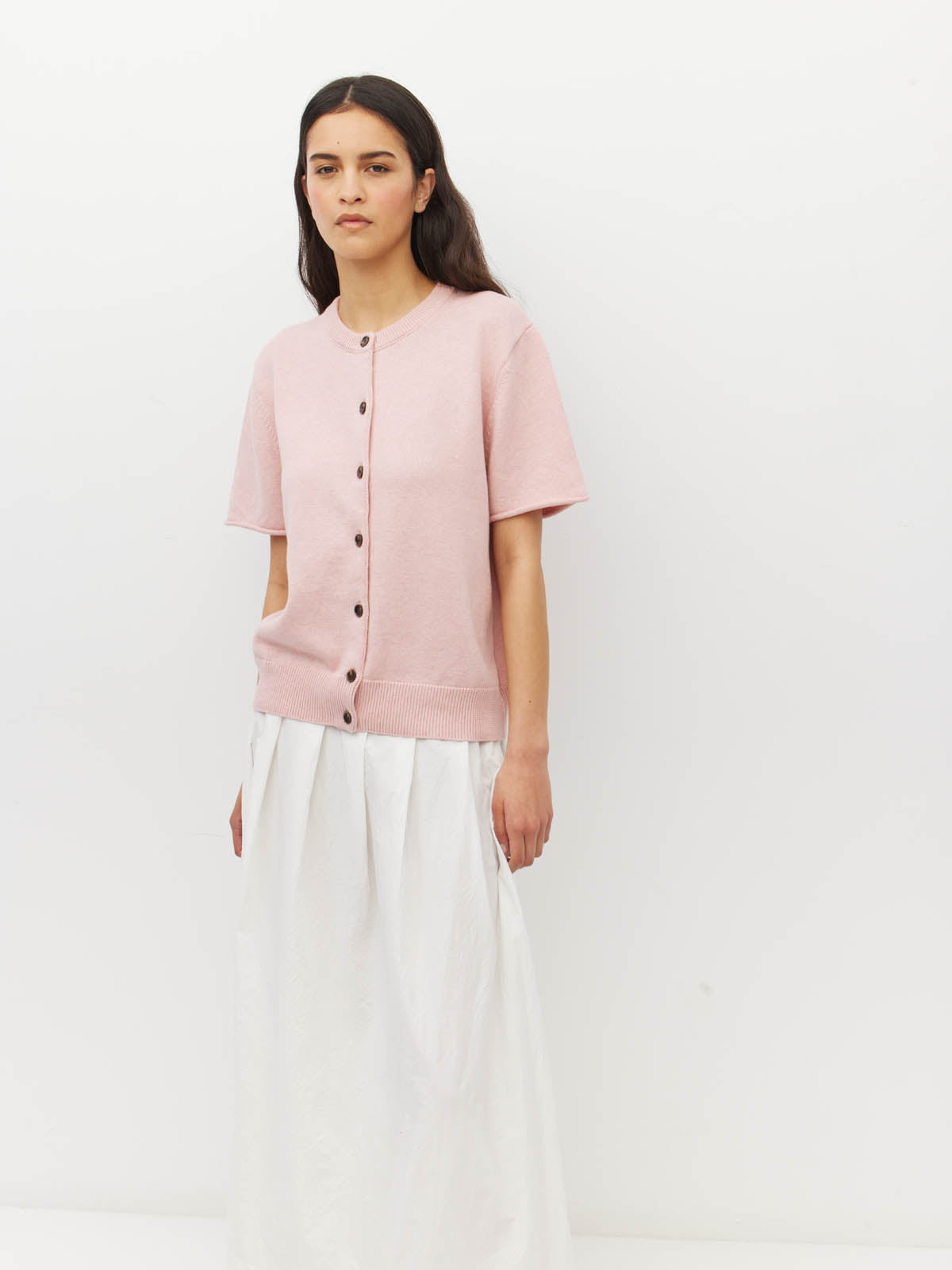 Twin T Cardi (Cotton Knit) Ballet Pink