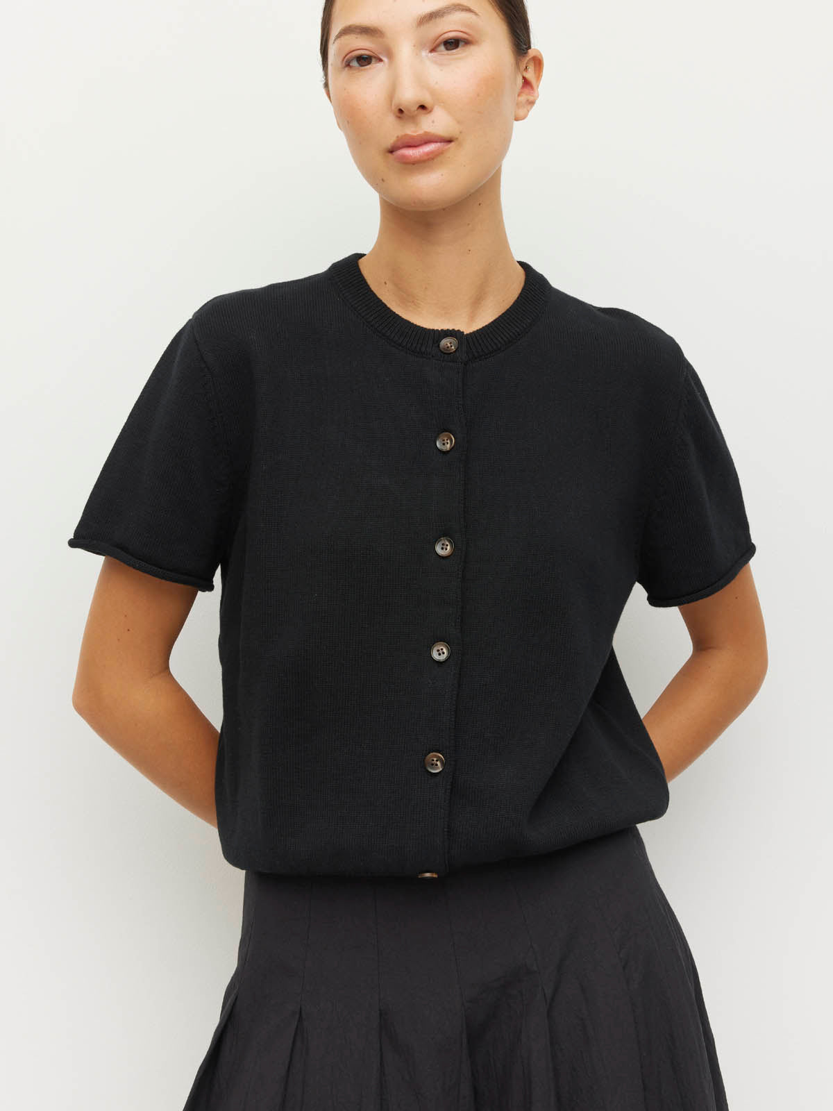 Twin T Cardi (Cotton Knit) Black