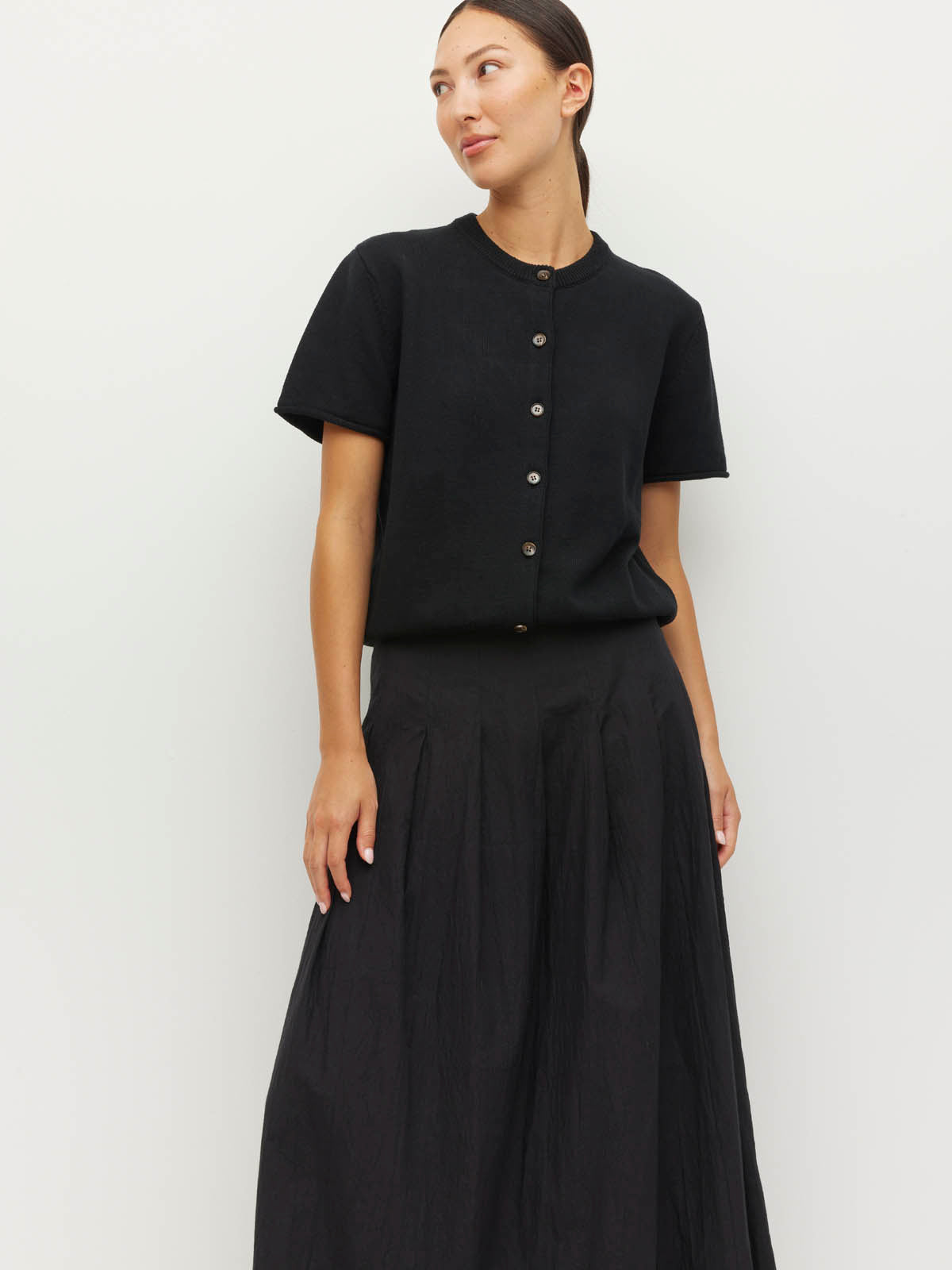 Twin T Cardi (Cotton Knit) Black