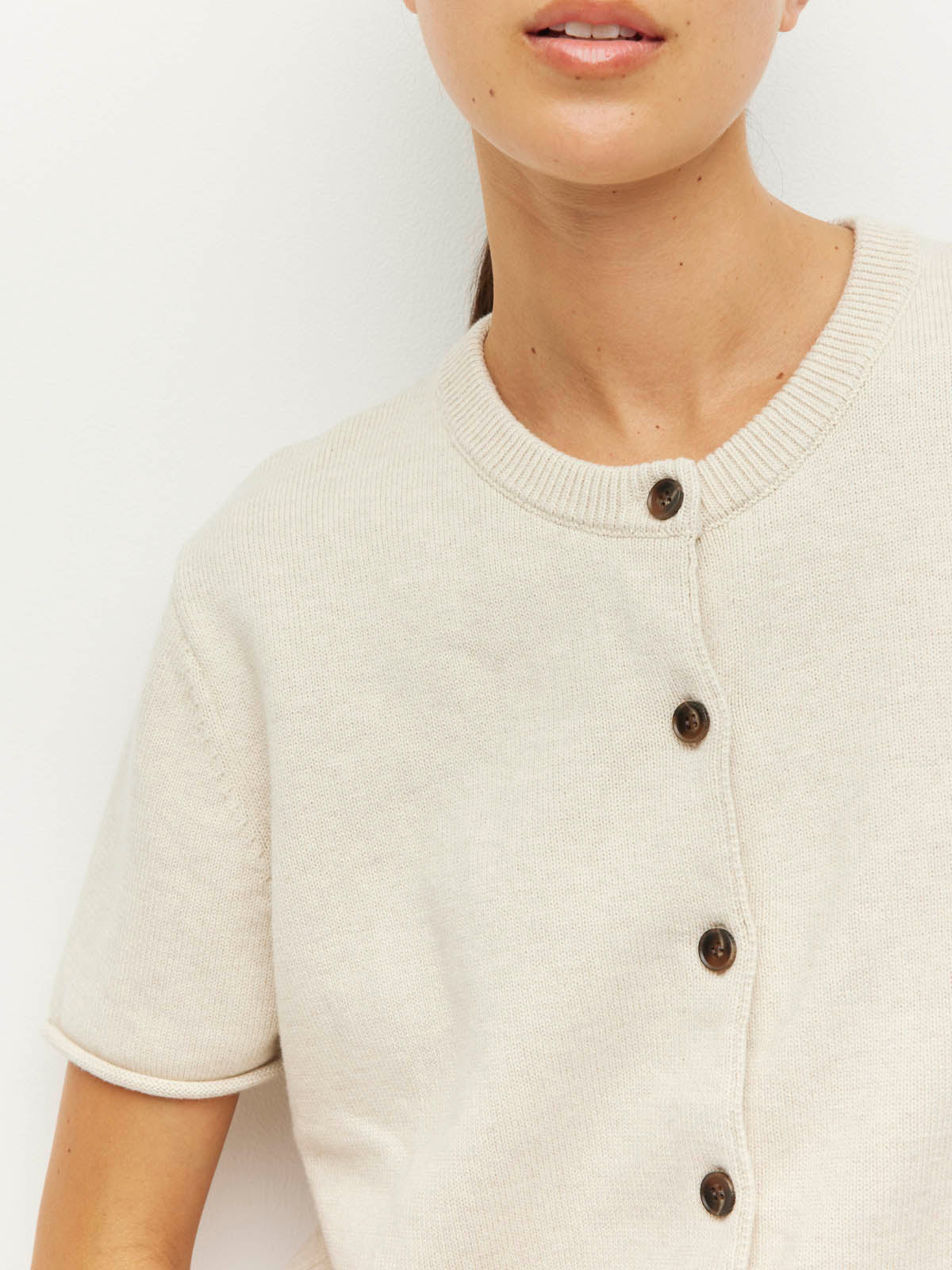 Twin T Cardi (Cotton Knit) Toast Marle