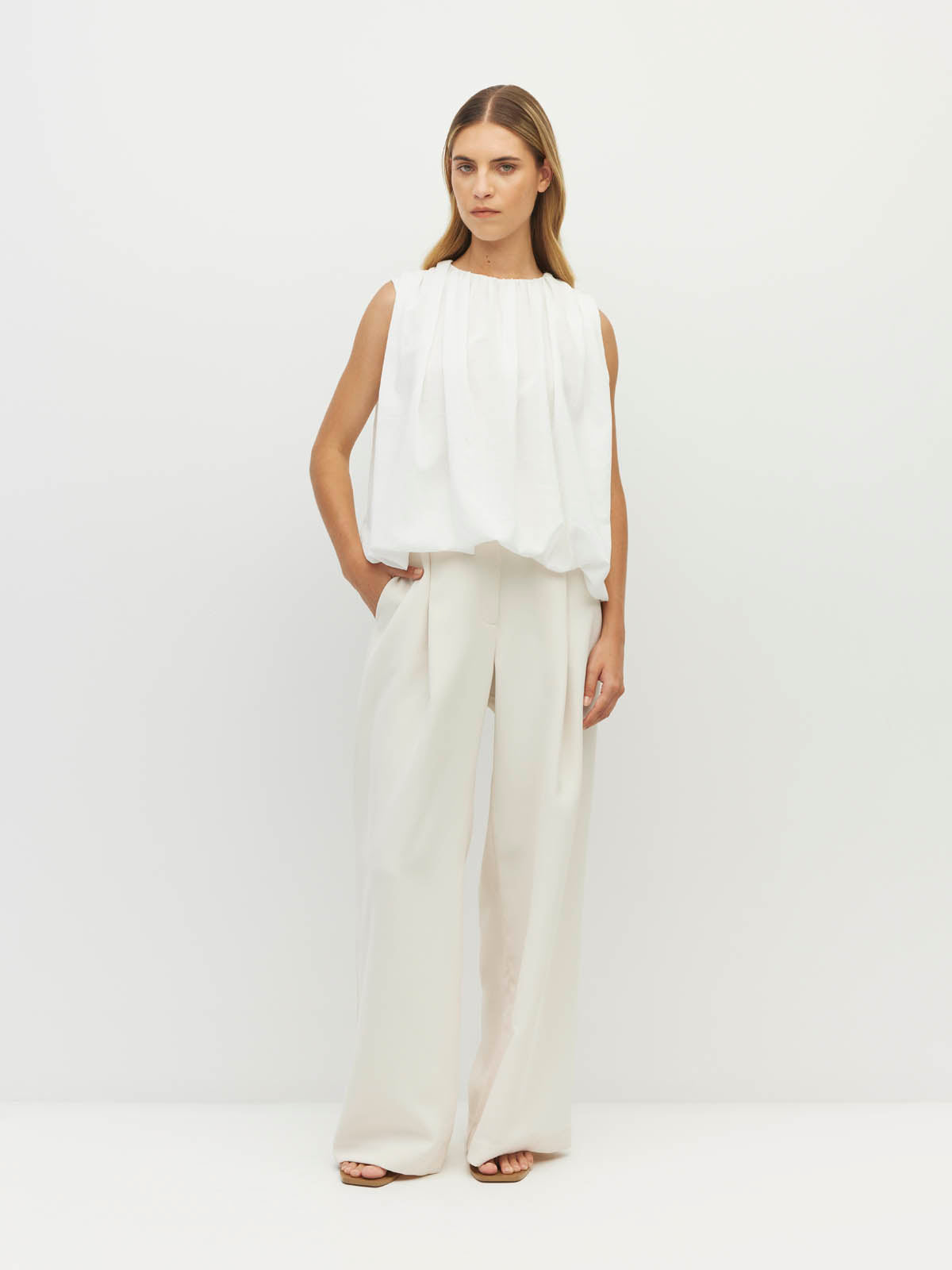 Calder Top (Cloud Chiffon) White