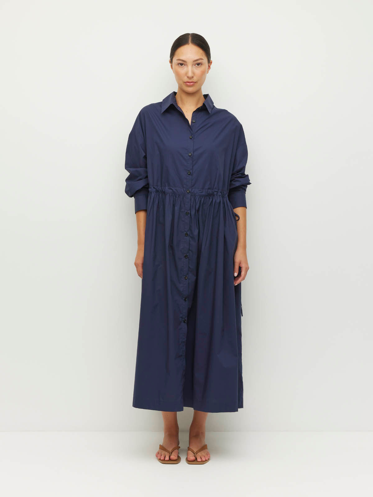 Lenora Dress (Crisp Poplin) Navy