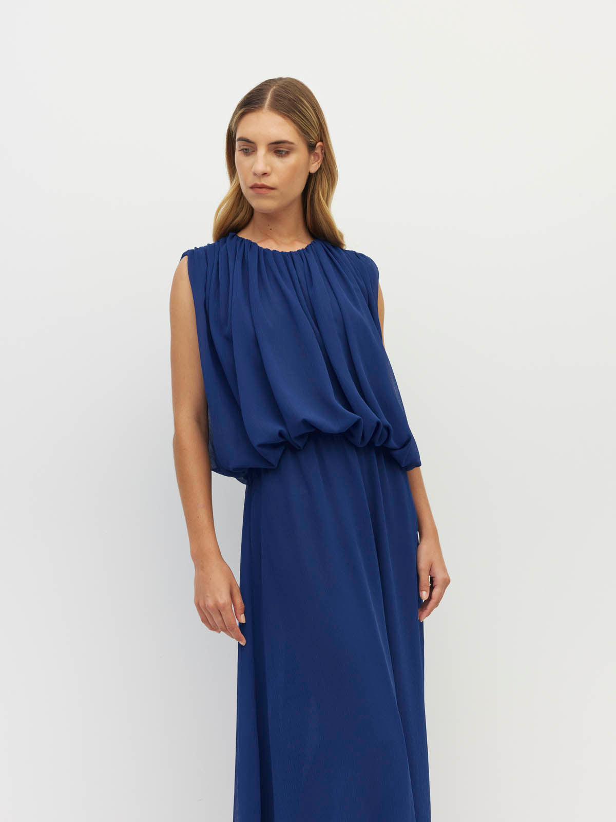 Alden Dress (Georgette Yoryu) Cobalt