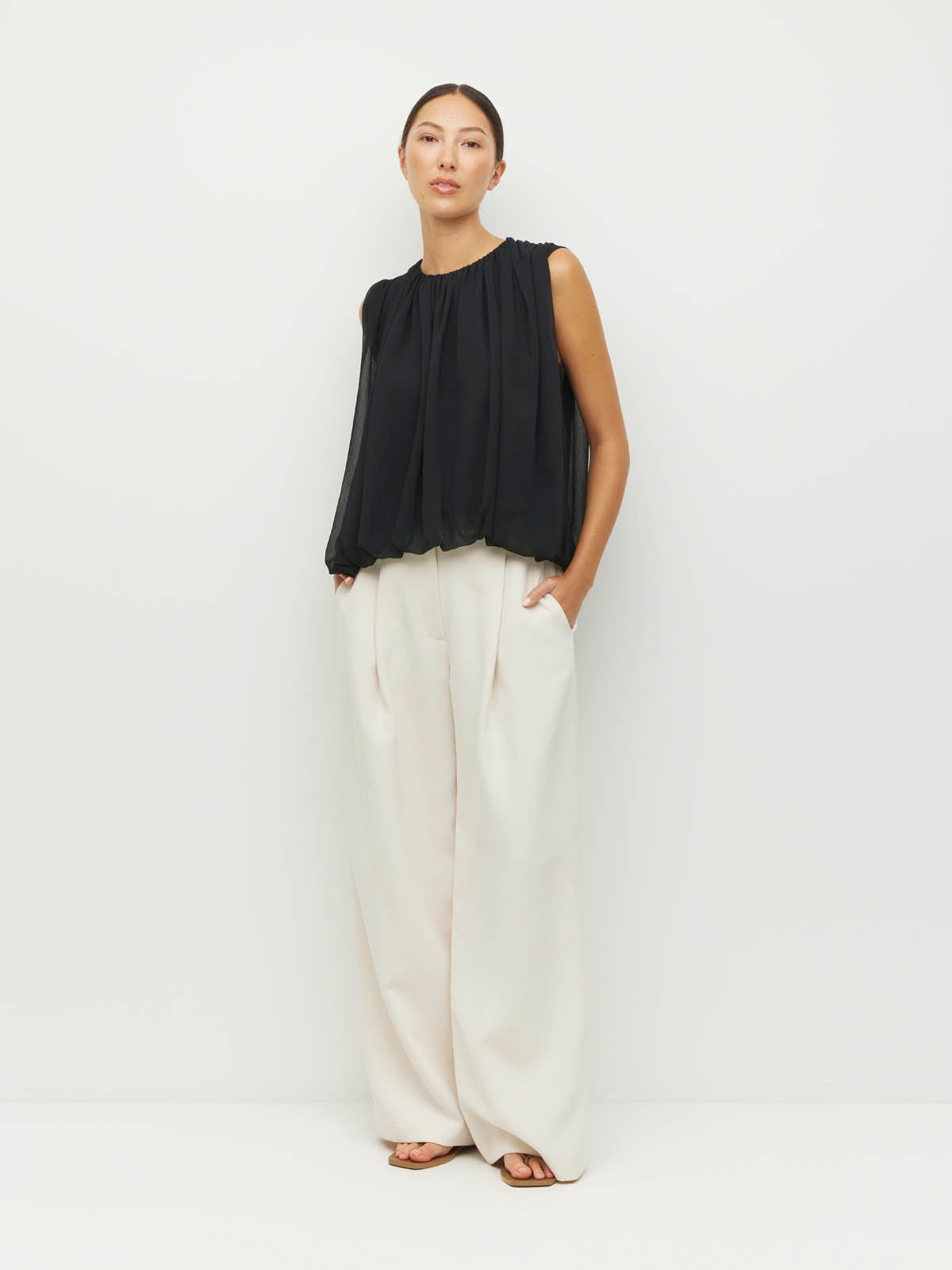 Calder Top (Georgette Yoryu) Black