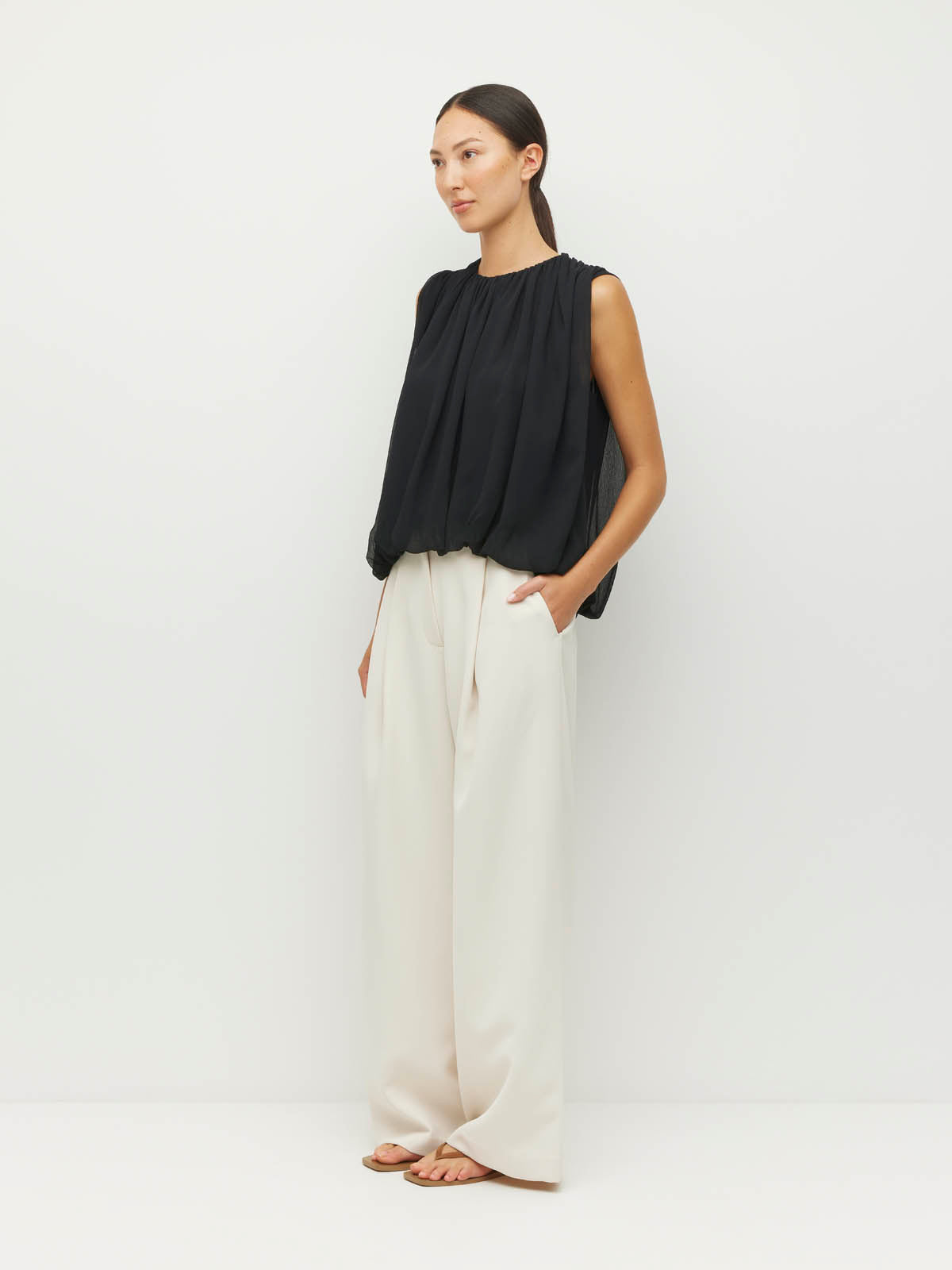 Calder Top (Georgette Yoryu) Black